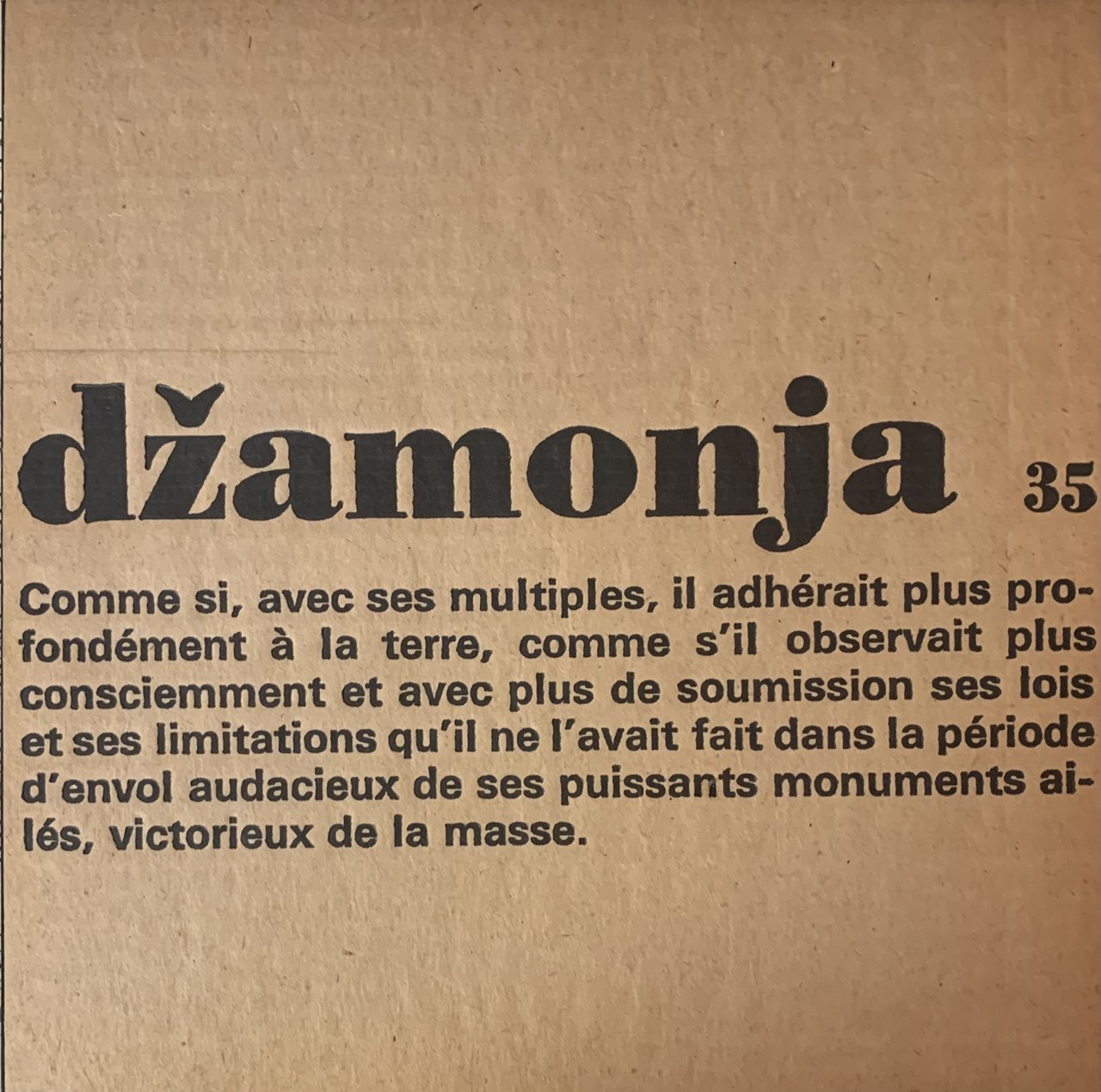 DZAMONJA. 35 | Immagine principale