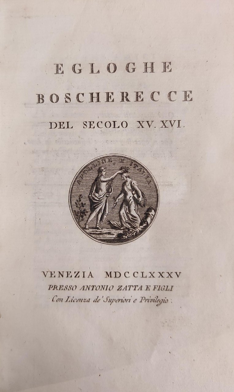 EGLOGHE BOSCHERECCE DEL SECOLO XV. XVI | Immagine principale