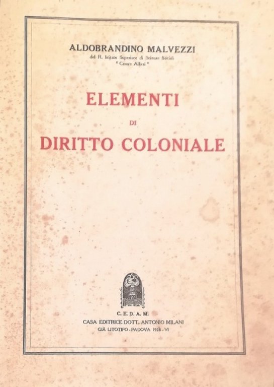 ELEMENTI DI DIRITTO COLONIALE