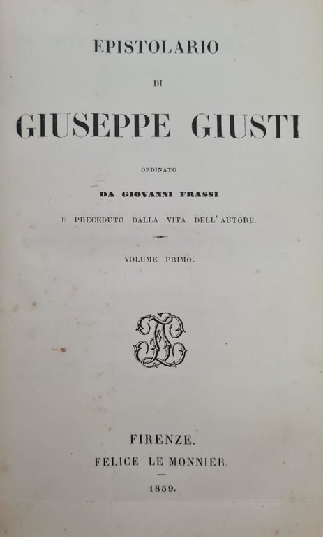 EPISTOLARIO DI GIUSEPPE GIUSTI