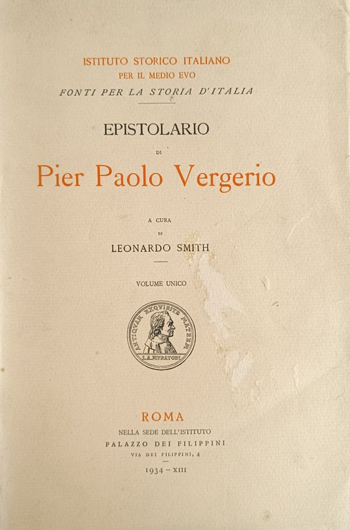 EPISTOLARIO DI PIER PAOLO VERGERIO
