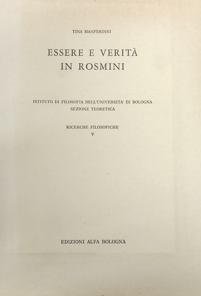 ESSERE E VERITÀ IN ROSMINI