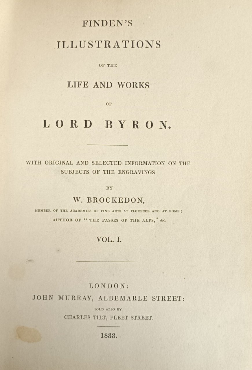 FINDEN'S ILLUSTRATION OF THE LIFE AND WORK OF LORD BYRON