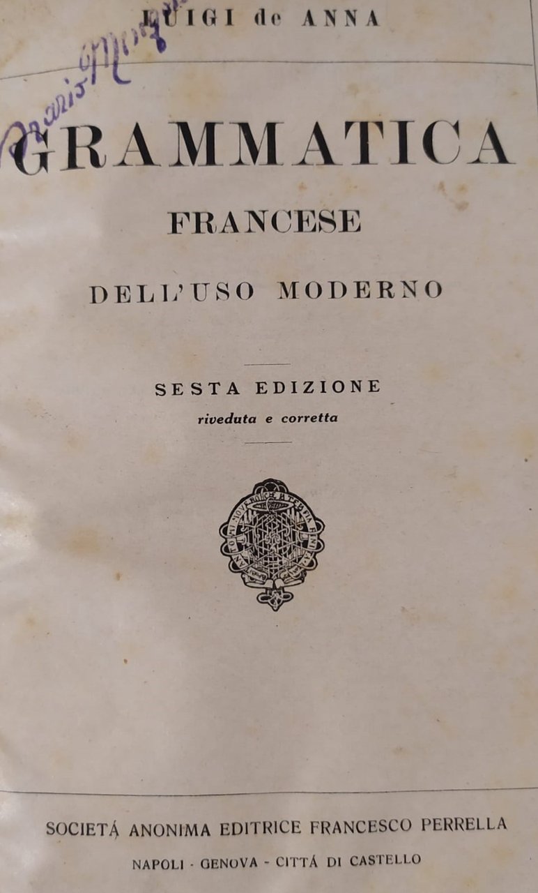 GRAMMATICA FRANCESE DELL'USO MODERNO