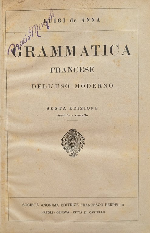 GRAMMATICA FRANCESE DELL'USO MODERNO