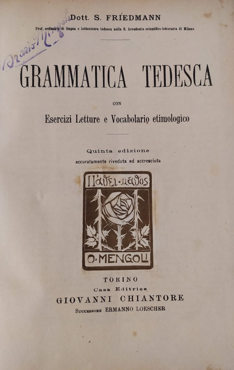 GRAMMATICA TEDESCA CON ESERCIZI LETTURE E VOCABOLARIO ETIMOLOGICO