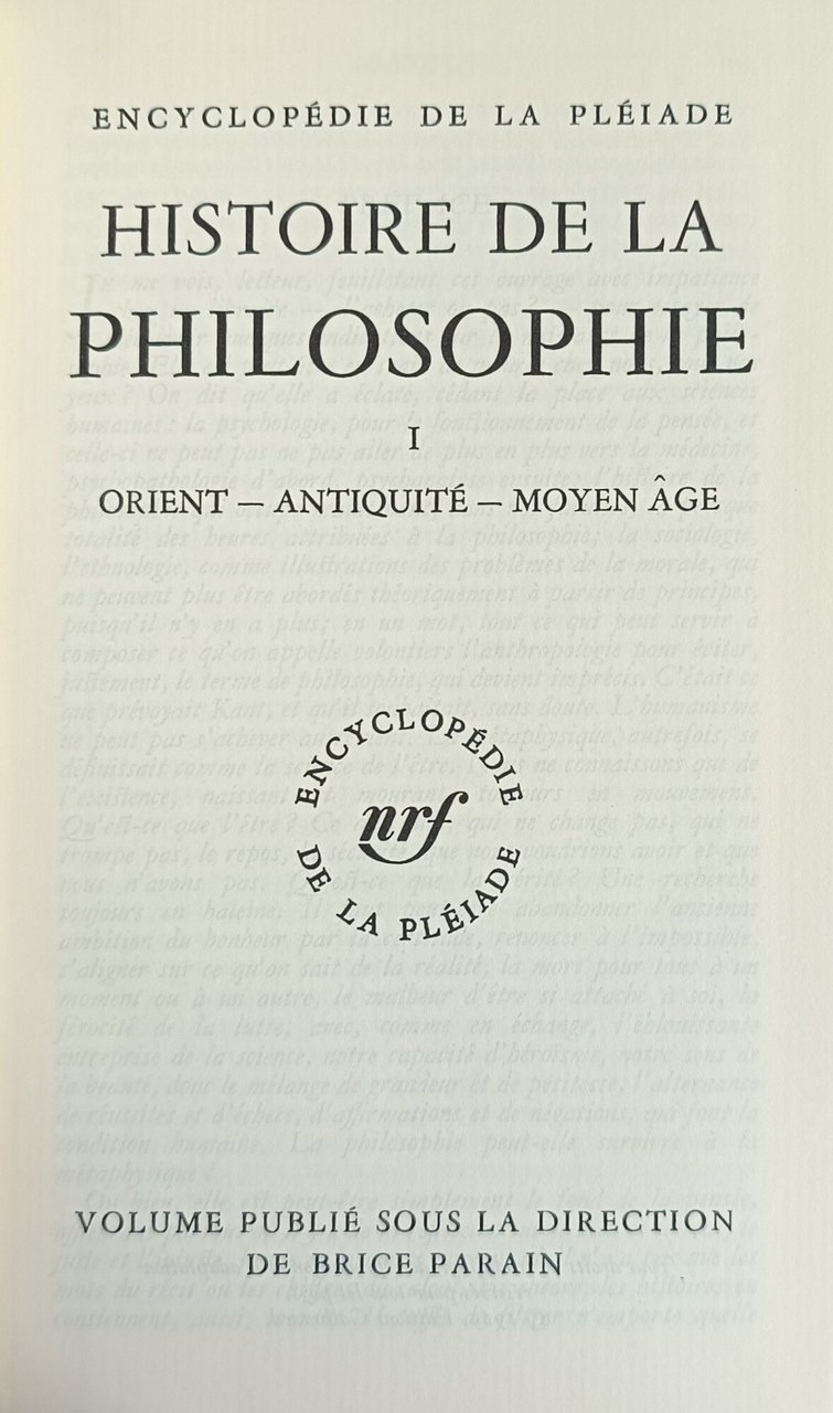 HISTOIRE DE LA PHILOSOPHIE