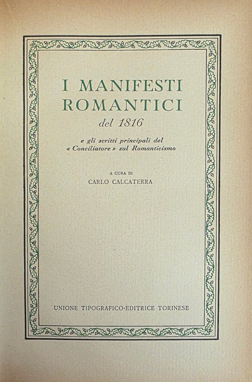 I MANIFESTI ROMANTICI DEL 1816. E GLI SCRITTI PRINCIPALI DEL …