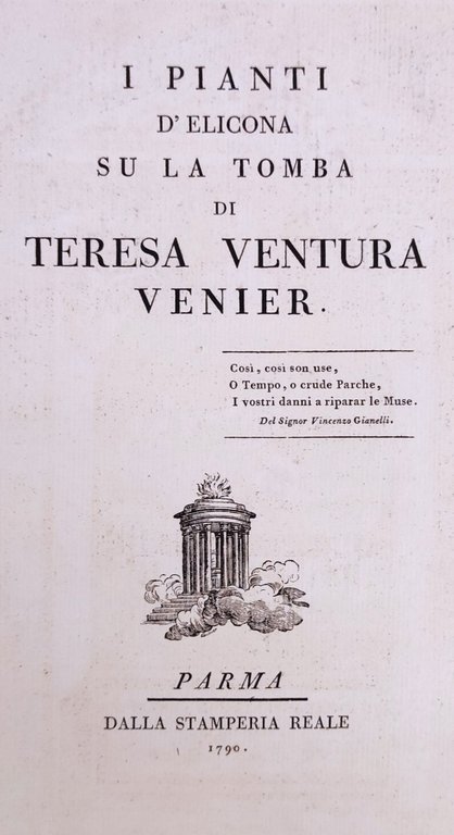 I PIANTI D'ELICONA SU LA TOMBA DI TERESA VENTURA VENIER