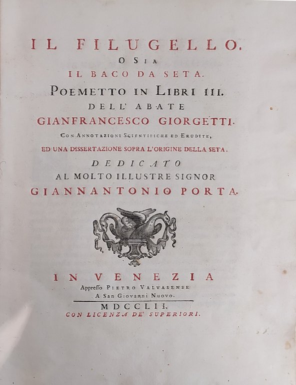 IL FILUGELLO, O SIA IL BACO DA SETA. POEMETTO IN …