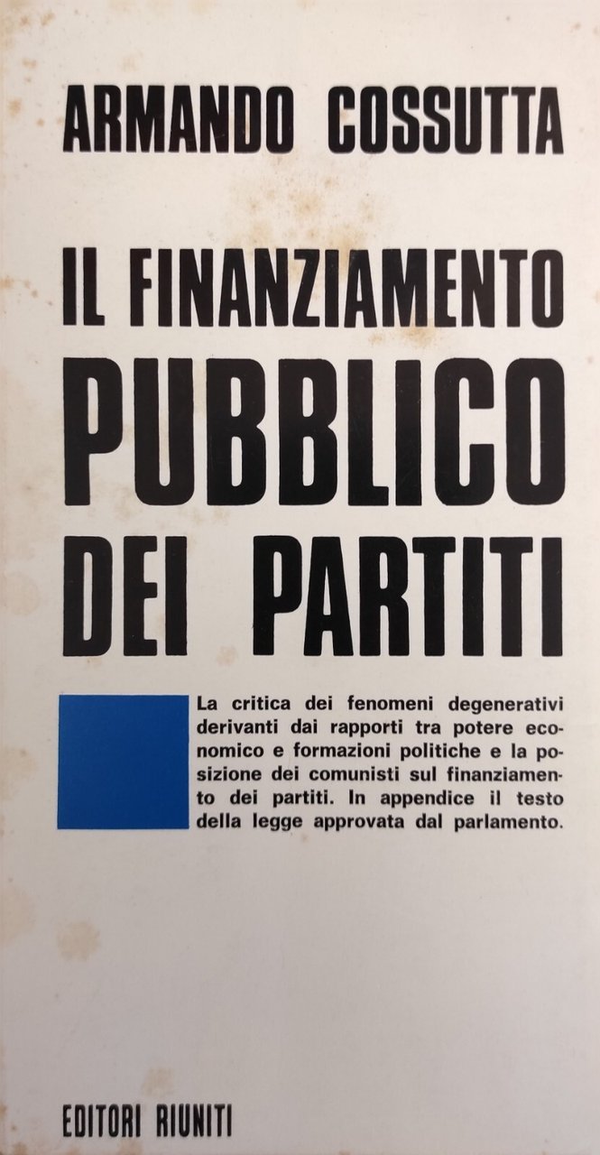 IL FINANZIAMENTO PUBBLICO DEI PARTITI