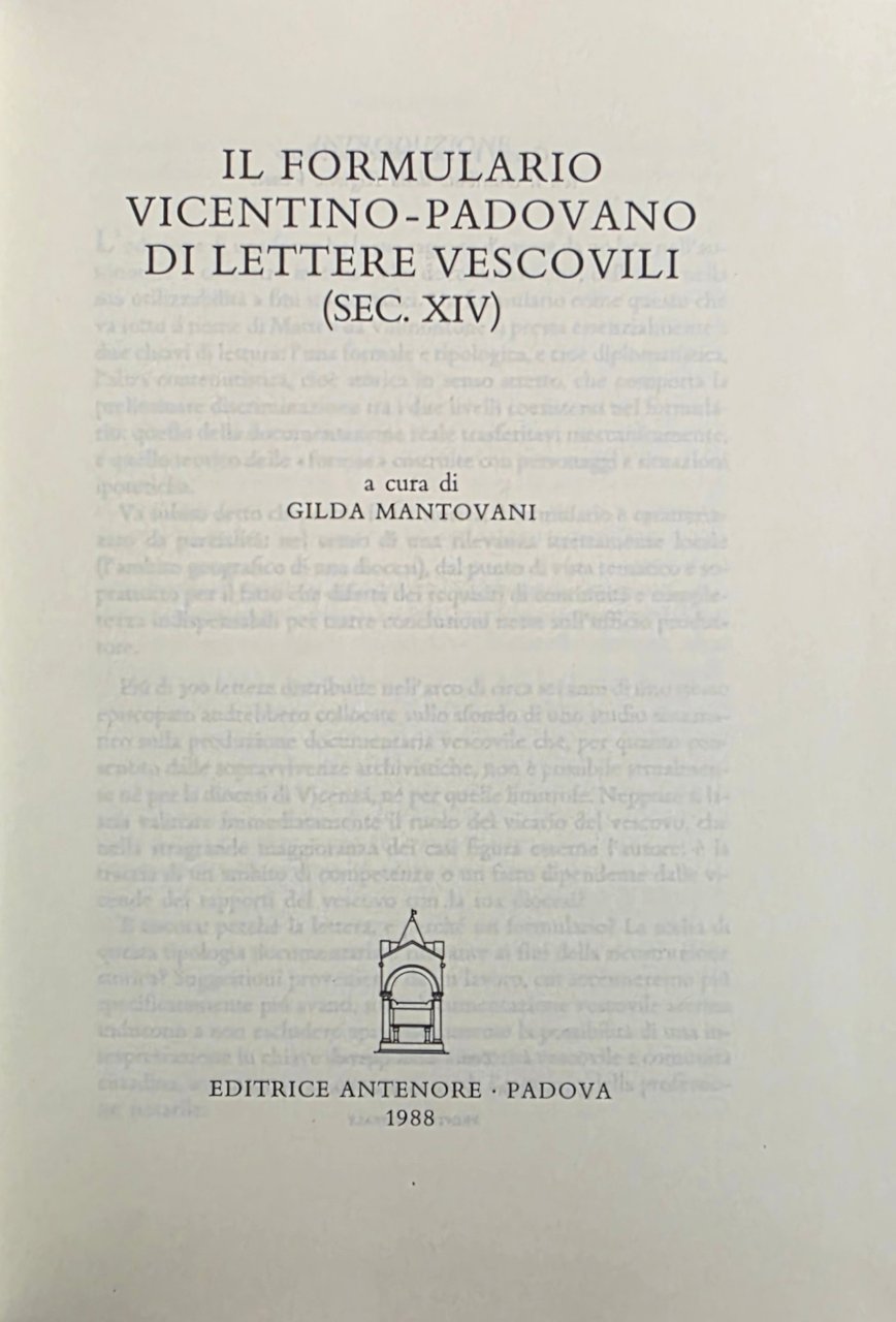 IL FORMULARIO VICENTINO - PADOVANO DI LETTERE VESCOVILI (SEC. XIV) | Immagine principale