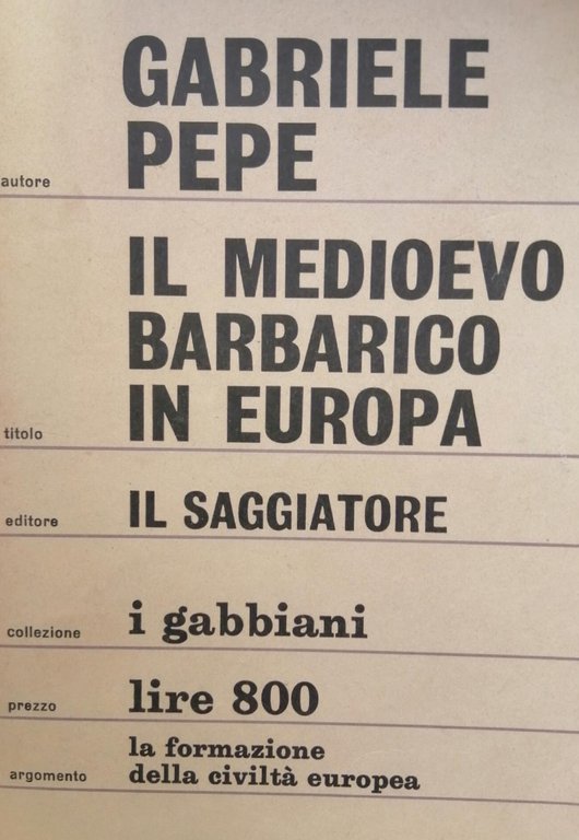 IL MEDIOEVO BARBARICO EUROPEO