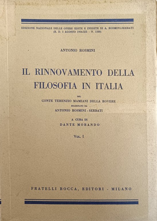 IL RINNOVAMENTO DELLA FILOSOFIA IN ITALIA