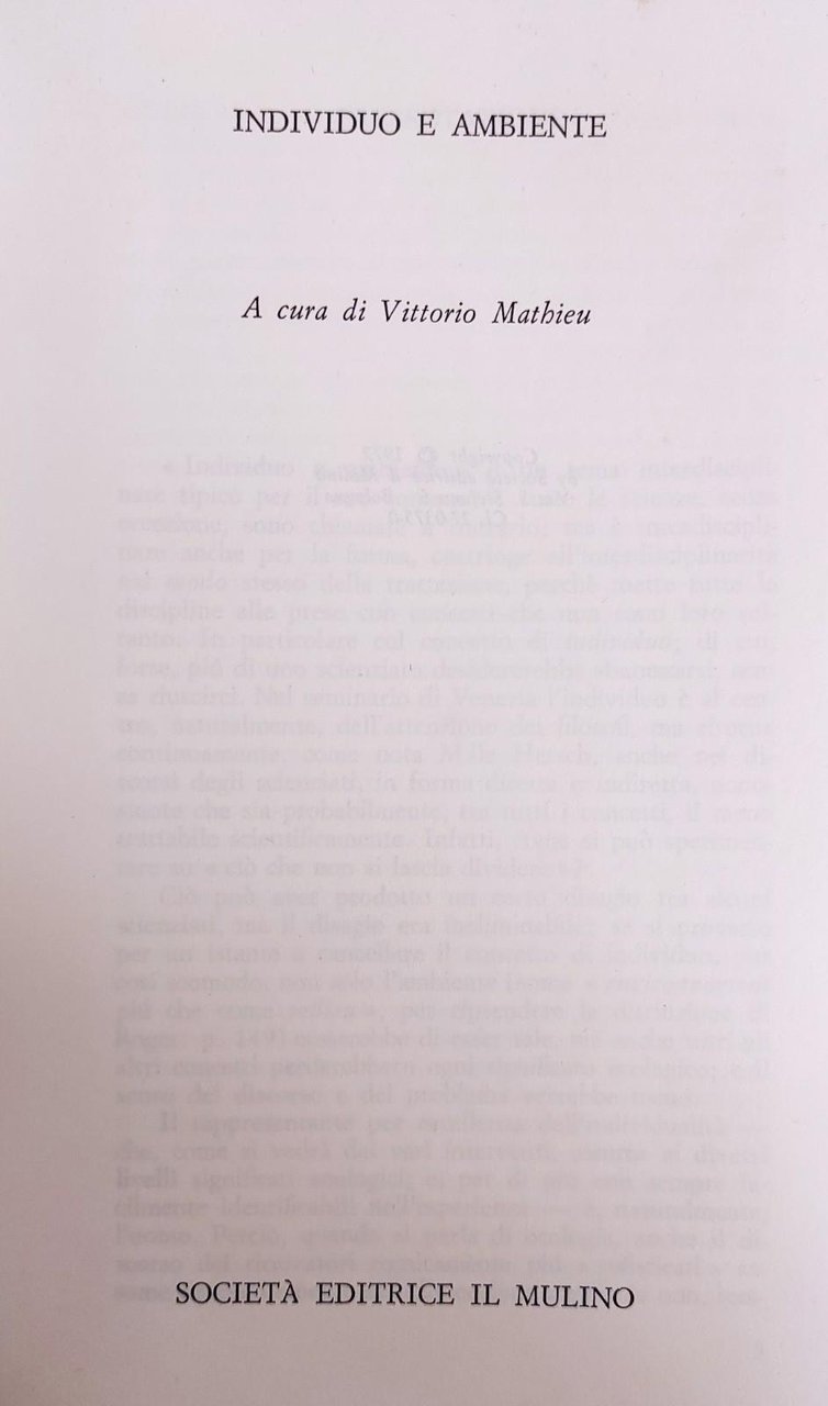 INDIVIDUO E AMBIENTE
