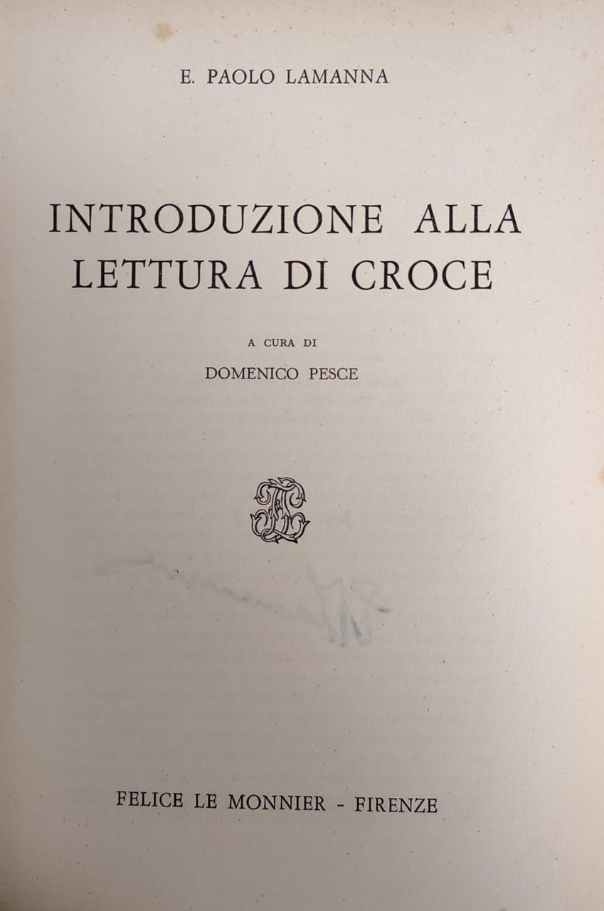 INTRODUZIONE ALLA LETTURA DI CROCE