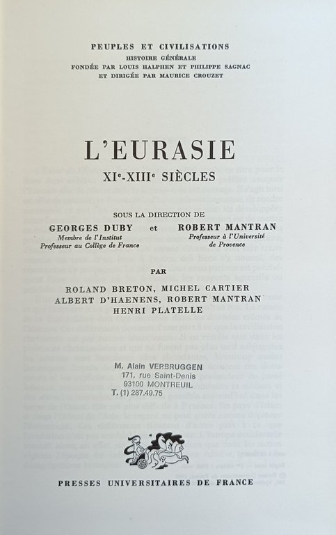 L' EURASIE XI - XIII SIECLES