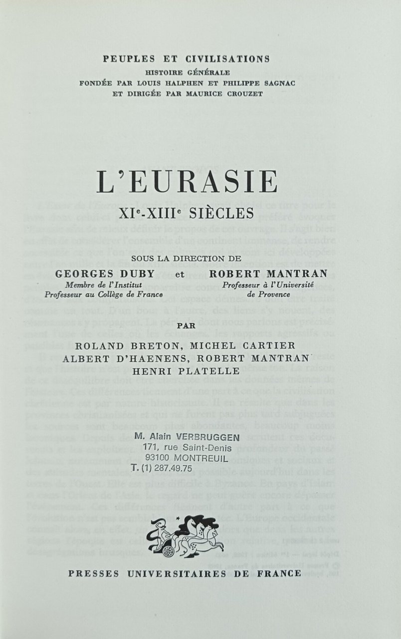 L' EURASIE XI - XIII SIECLES