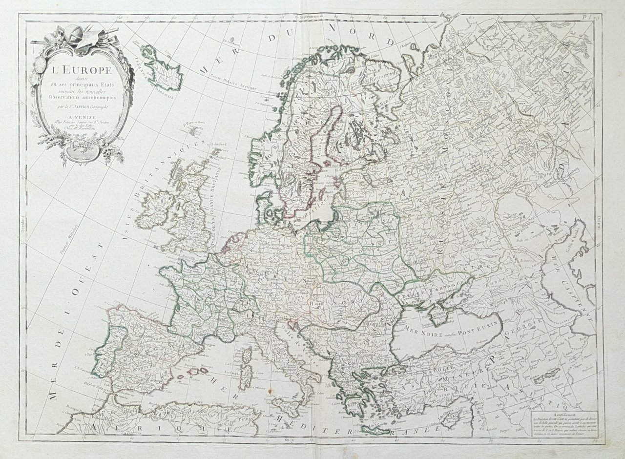 L'EUROPE DIVISEE EN SES PRINCIPAUX ETATS SUIVANT LES NOUVELLES OBSERVATIONS …
