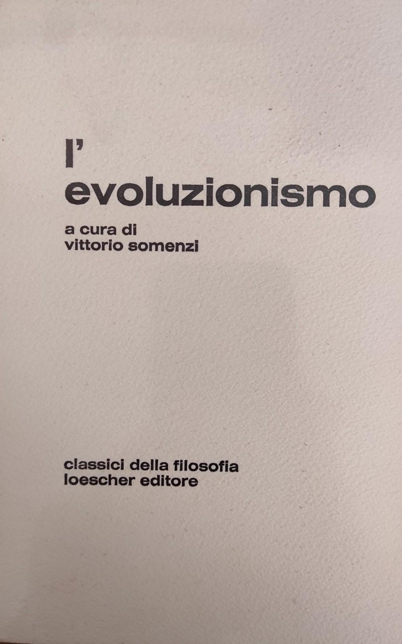 L'EVOLUZIONISMO