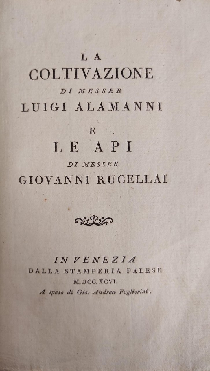 LA COLTIVAZIONE. LE API