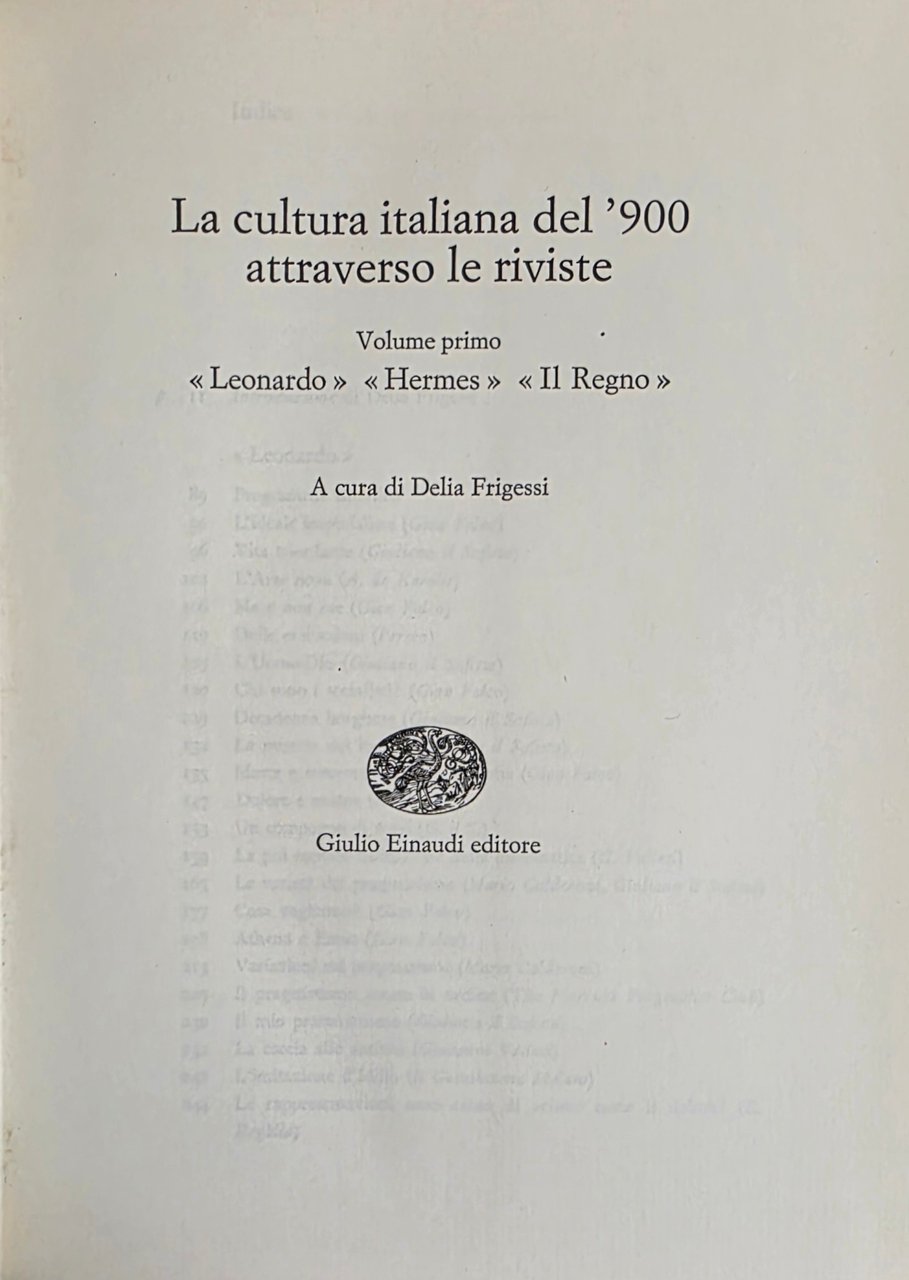 LA CULTURA ITALIANA DEL '900 ATTRAVERSO LE RIVISTE