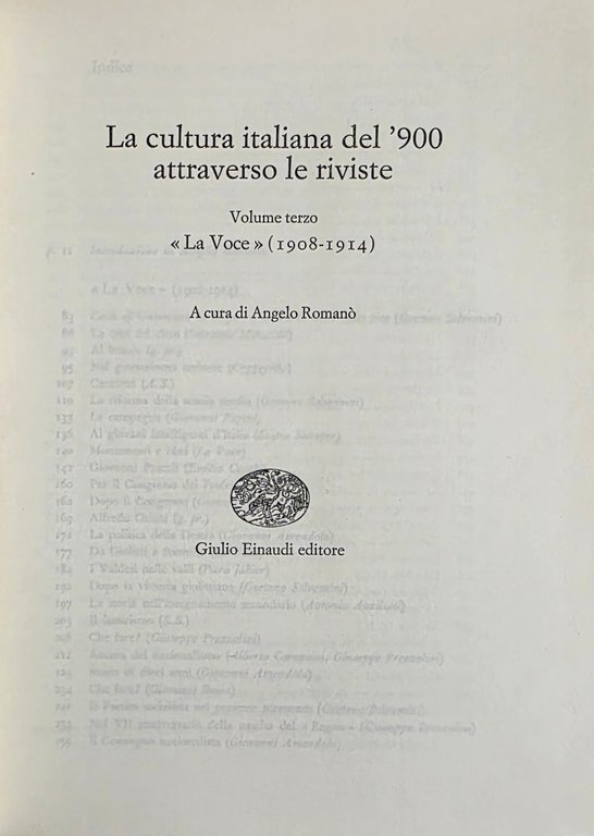 LA CULTURA ITALIANA DEL '900 ATTRAVERSO LE RIVISTE