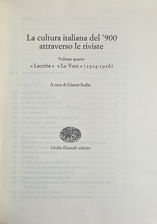 LA CULTURA ITALIANA DEL '900 ATTRAVERSO LE RIVISTE
