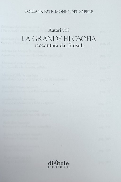 LA GRANDE FILOSOFIA RACCONTATA DAI FILOSOFI