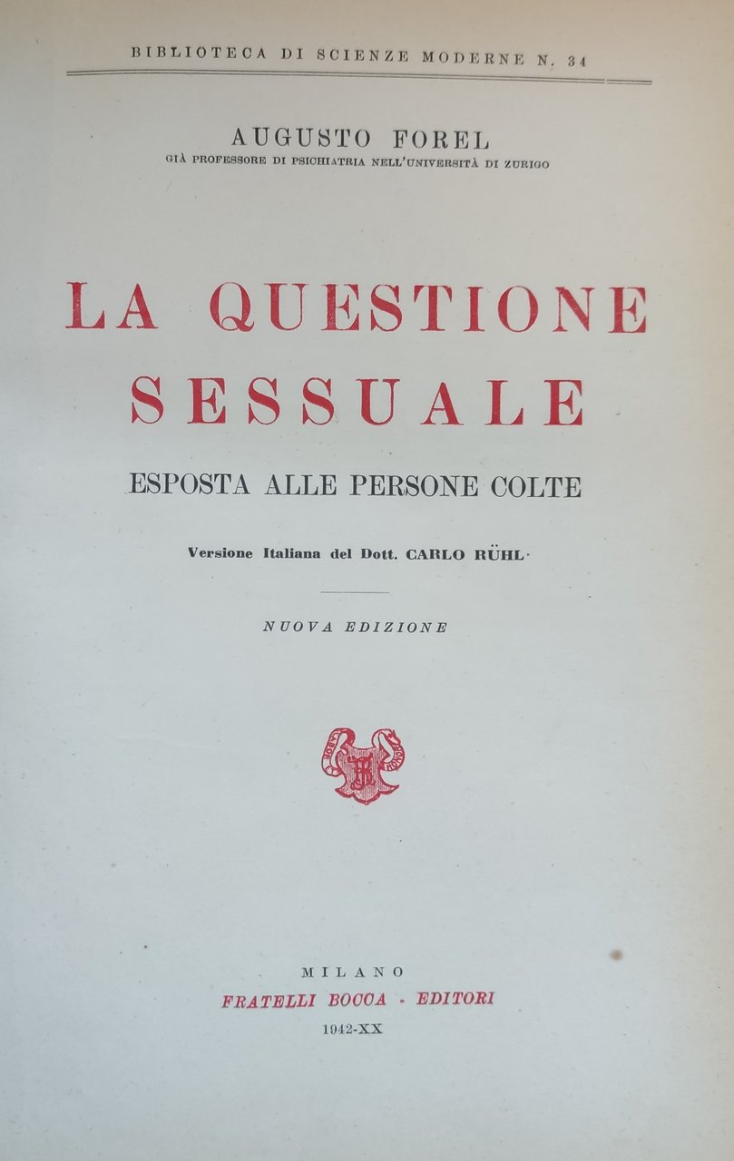 LA QUESTIONE SESSUALE ESPOSTA ALLE PERSONE COLTE