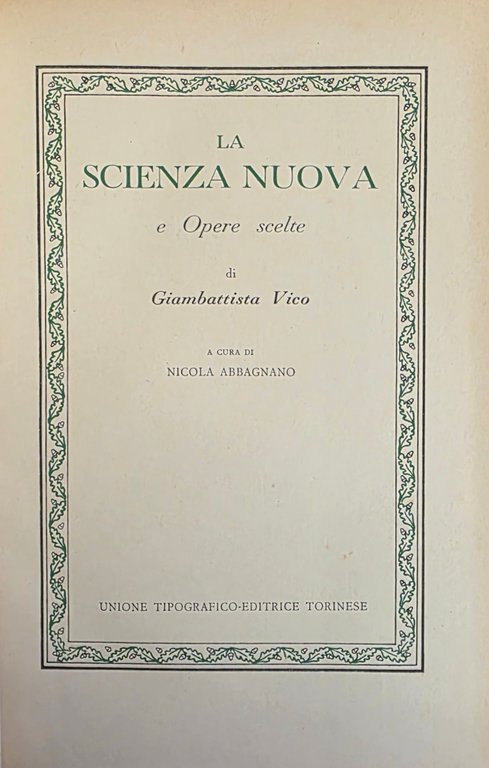 LA SCIENZA NUOVA E OPERE SCELTE