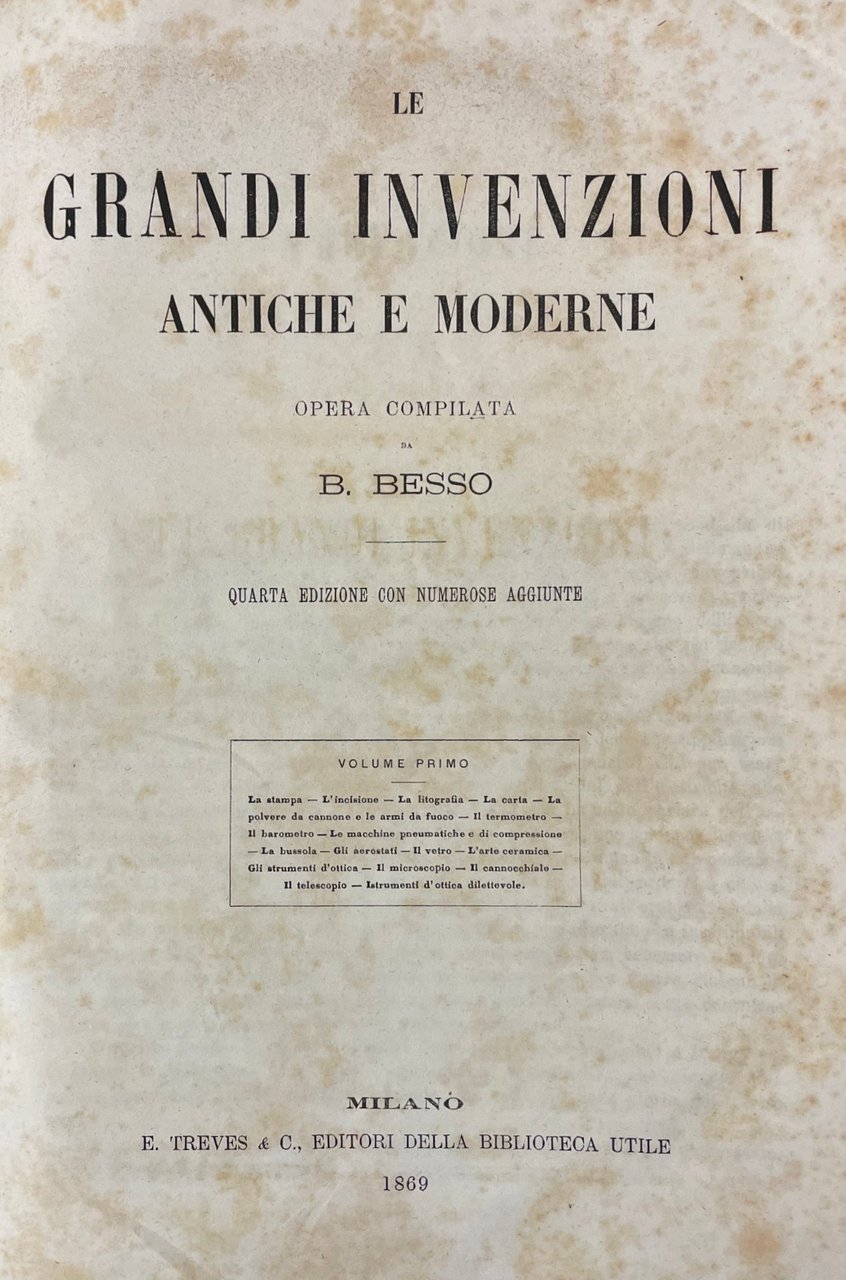 LE GRANDI INVENZIONI ANTICHE E MODERNE