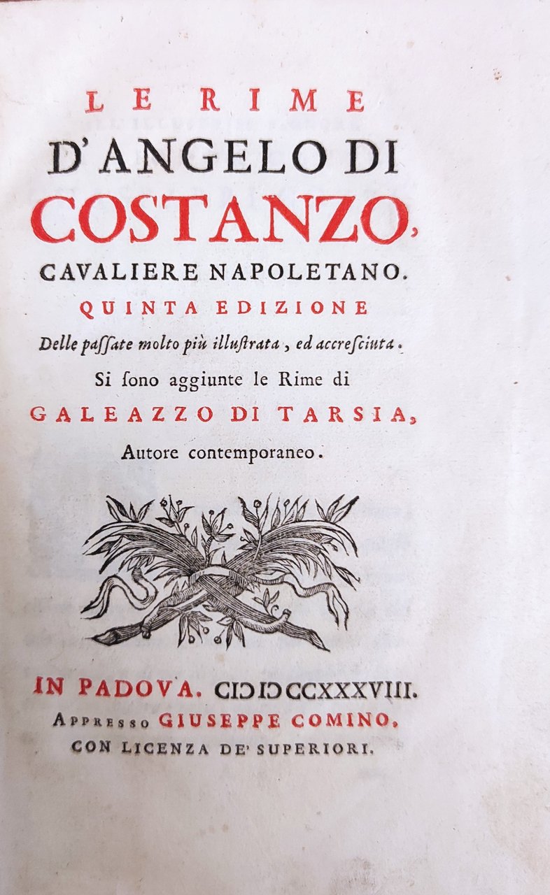 LE RIME D'ANGELO DI COSTANZO, CAVALIERE NAPOLETANO