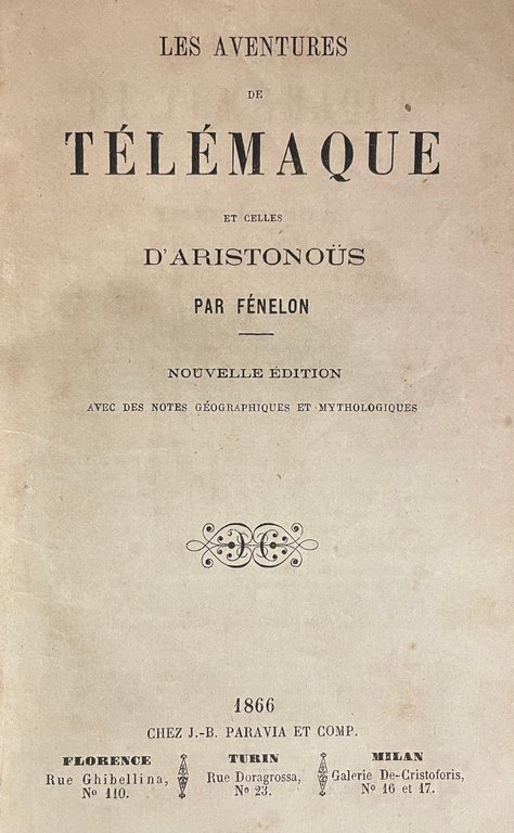 LES AVENTURES DE TELEMAQUE ET CELLES D'ARISTONOUS