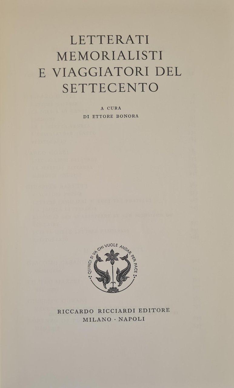 LETTERATI MEMORIALISTI E VIAGGIATORI DEL SETTECENTO
