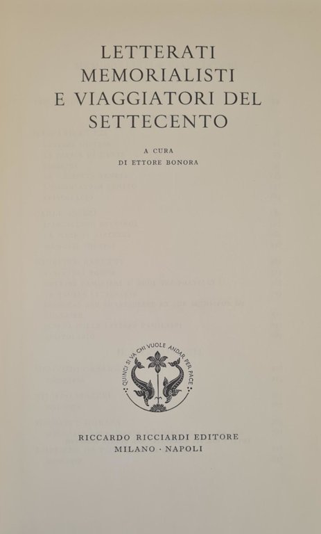 LETTERATI MEMORIALISTI E VIAGGIATORI DEL SETTECENTO