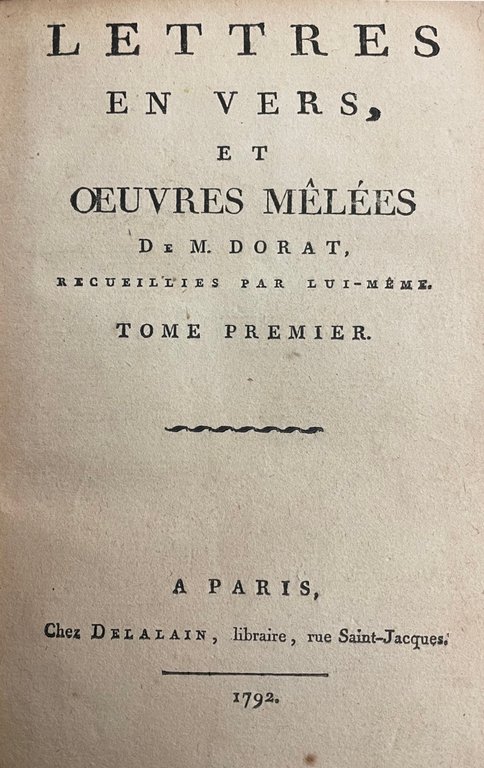LETTRES EN VERS, ET OEUVRES MELEES