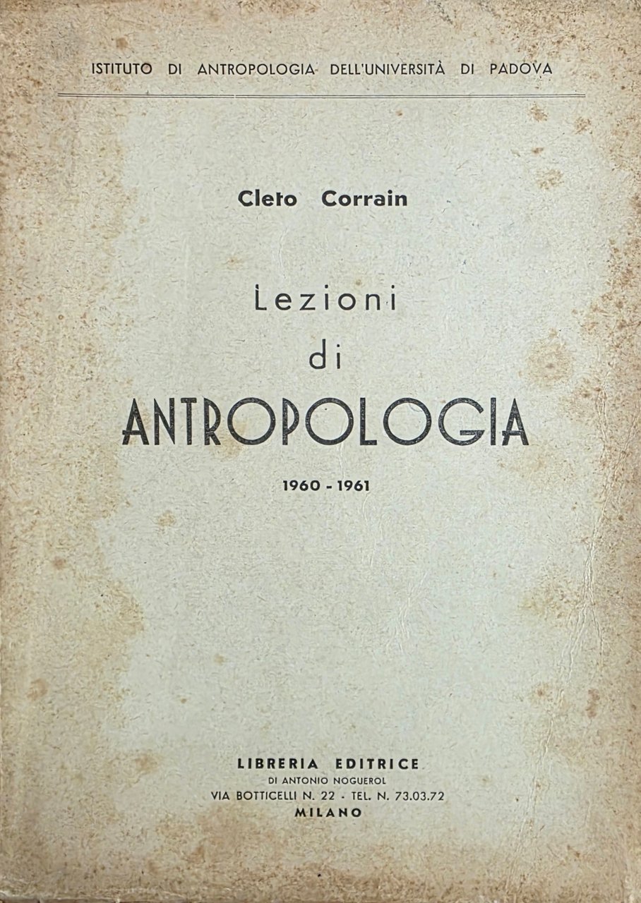 LEZIONI DI ANTROPOLOGIA. 1960 - 1961