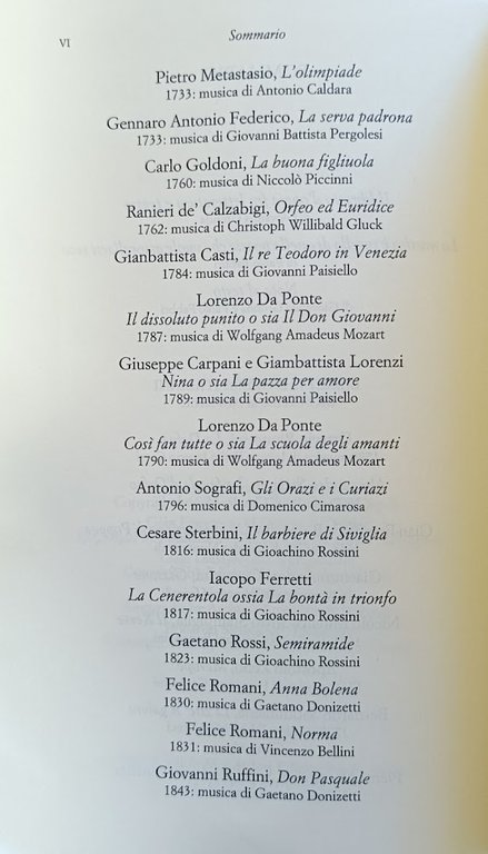 LIBRETTI D'OPERA ITALIANI. DAL SEICENTO AL NOVECENTO