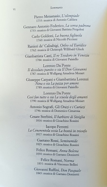 LIBRETTI D'OPERA ITALIANI. DAL SEICENTO AL NOVECENTO