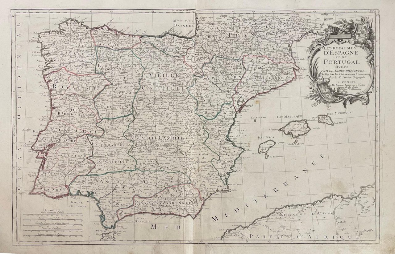 LES ROYAUMES D'ESPAGNE ET DE PORTUGAL DIVIDES PAR GRANDES PROVINCES | Immagine principale