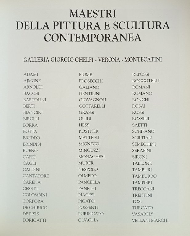 MAESTRI DELLA PITTURA E SCULTURA CONTEMPORANEA