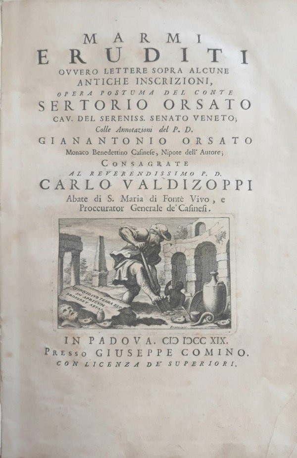 MARMI ERUDITI OVVERO LETTERE SOPRA ALCUNE ANTICHE ISCRIZIONI | Immagine principale