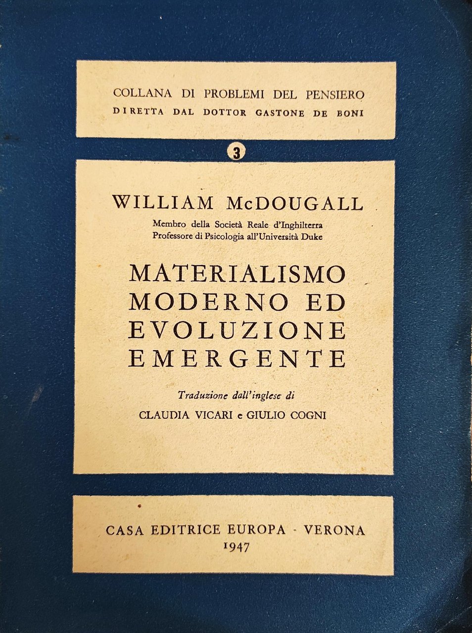 MATERIALISMO MODERNO ED EVOLUZIONE EMERGENTE