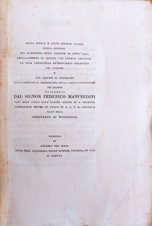 MEMORIA STORICO CRITICA SOPRA LA PITTURA