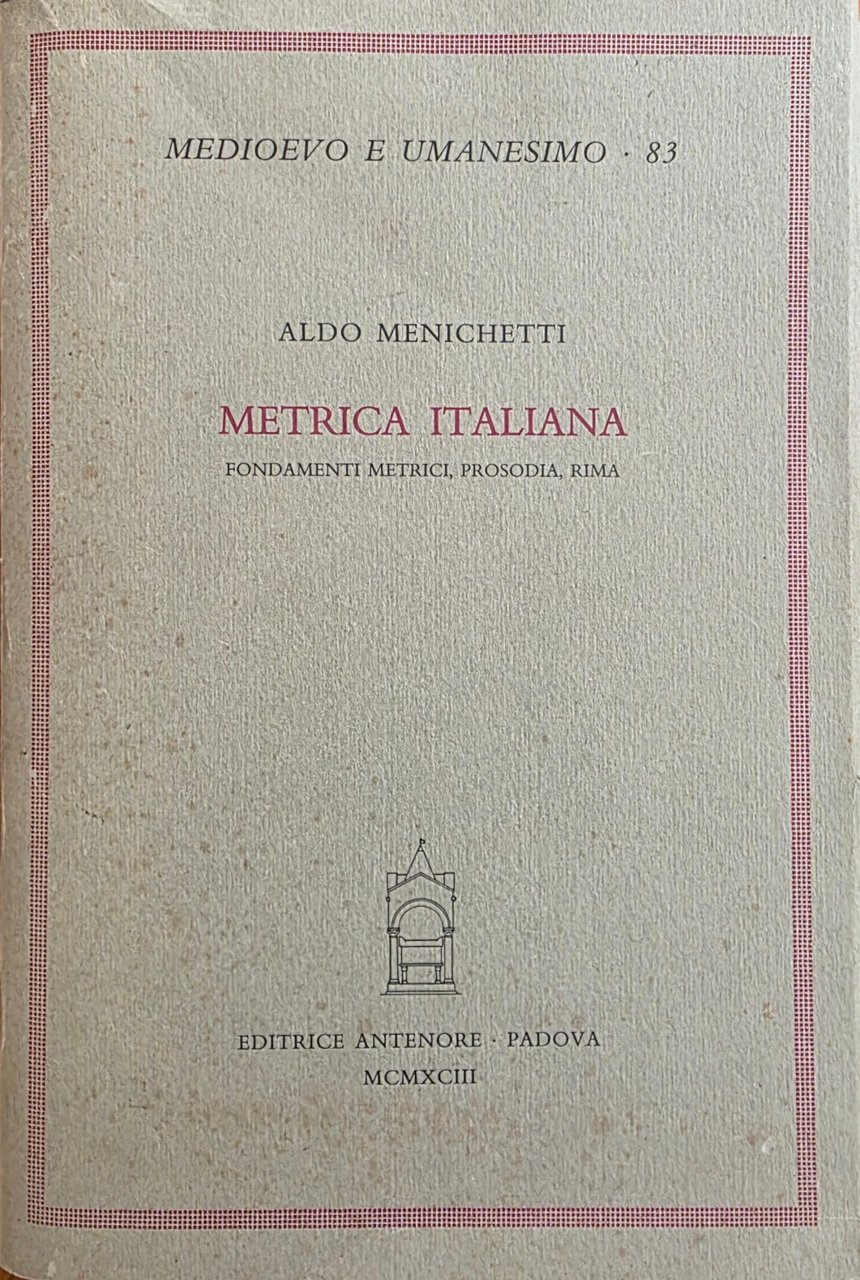 METRICA ITALIANA. FONDAMENTI METRICI, PROSODIA, RIMA | Immagine principale