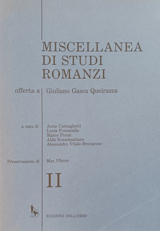 MISCELLANEA DI STUDI ROMANZI