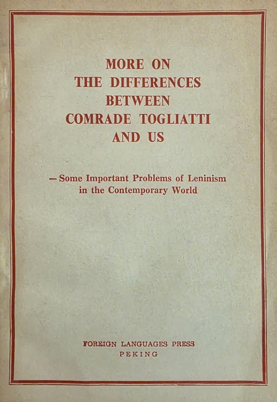 MORE ON THE DIFFERENCES BETWEEN COMRADE TOGLIATI AND US. SOME …