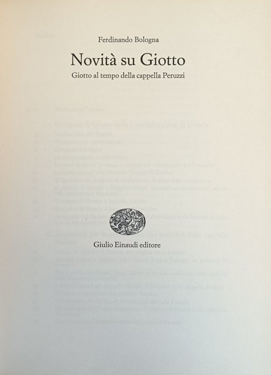 NOVITÀ SU GIOTTO. GIOTTO AL TEMPO DELLA CAPPELLA PERUZZI