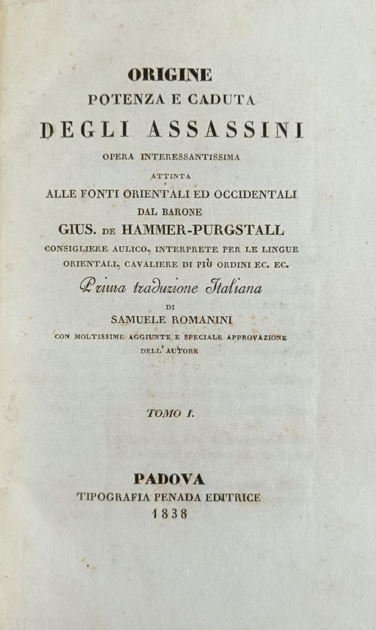 ORIGINE POTENZA E CADUTA DEGLI ASSASSINI